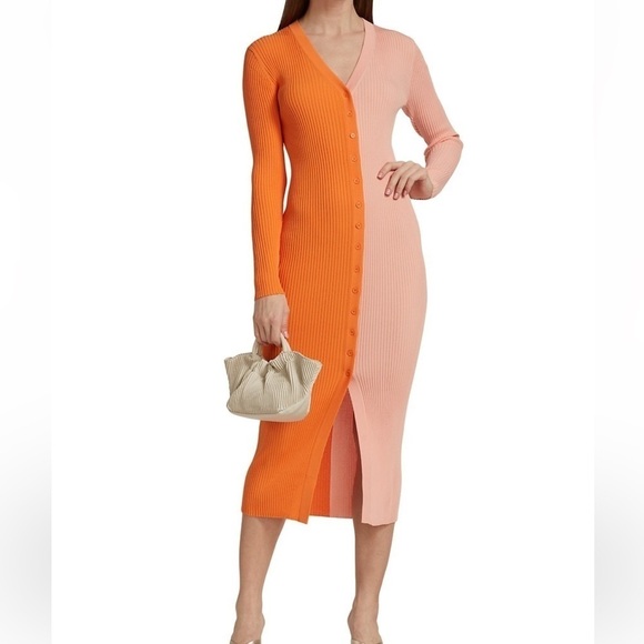 STAUD Dresses & Skirts - Staud Women’s Shoko Color Block Ribbed Sweater Dress
